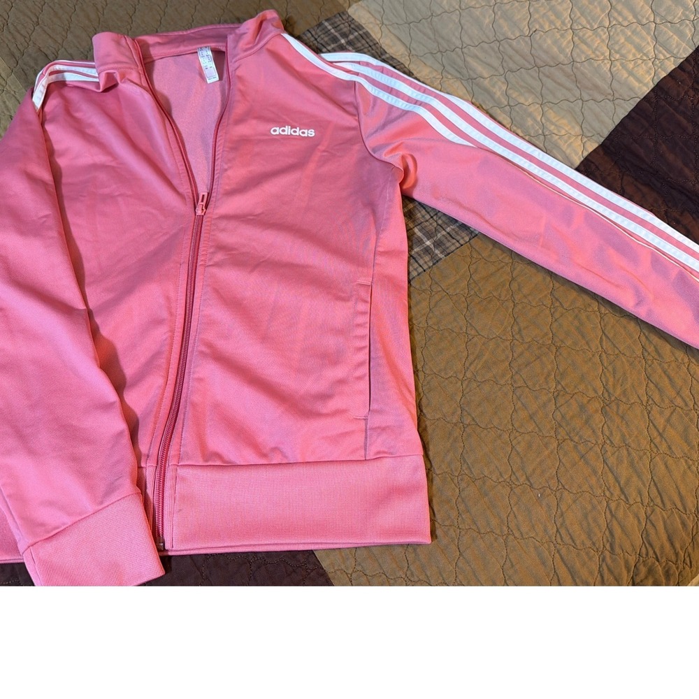 Adidas Womens Primegreen Track Jacket Pink Parley 3-Stripes Full Zip Size M